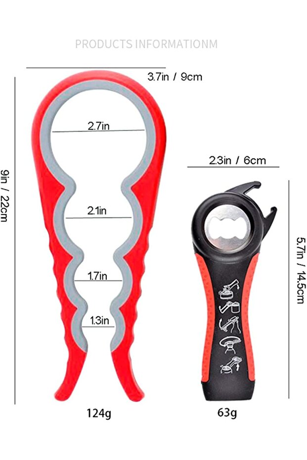 Jar, container and bottle cap opener, multifunctional, 5 in 1, red, mediLOGIC™ - 7
