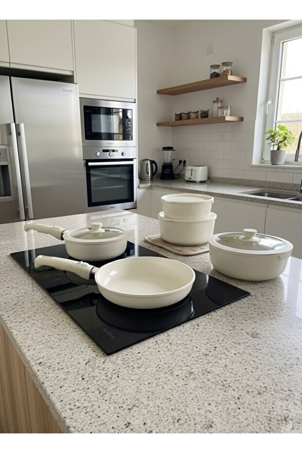 طقم أواني طهي ومقالي مكون من 15 قطعة مع مقابض قابلة للفصل وتقنية الحث المغناطيسي - 2