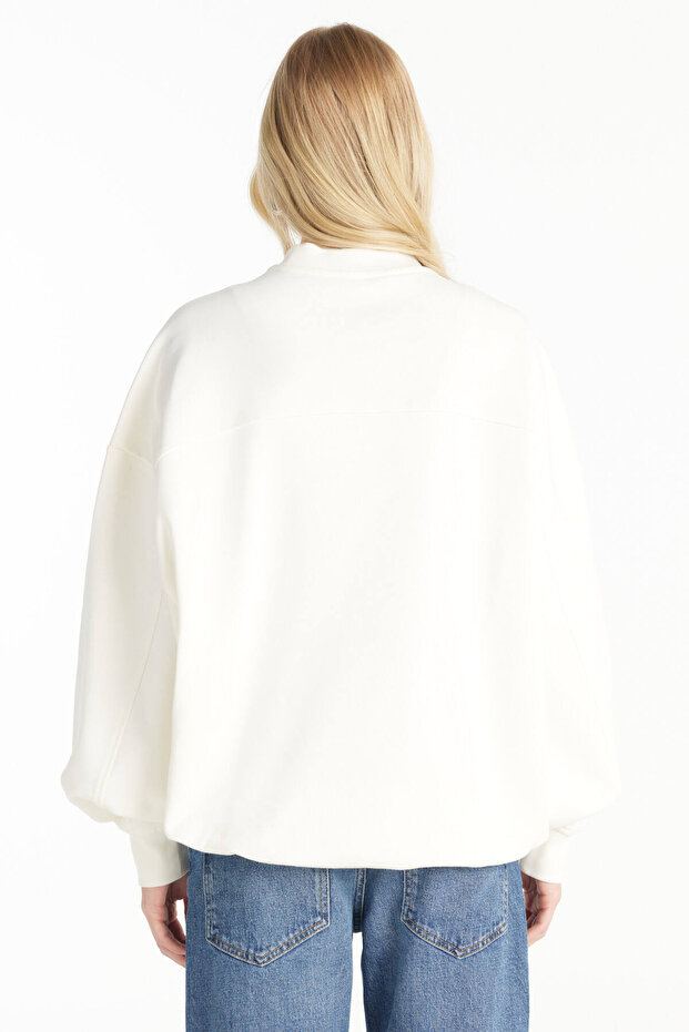 EKRU KOLEJ BASKILI SWEATSHİRT - 4