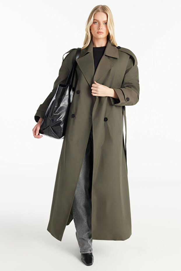 HAKİ OVERSİZE UZUN PARDÖSÜ - 1