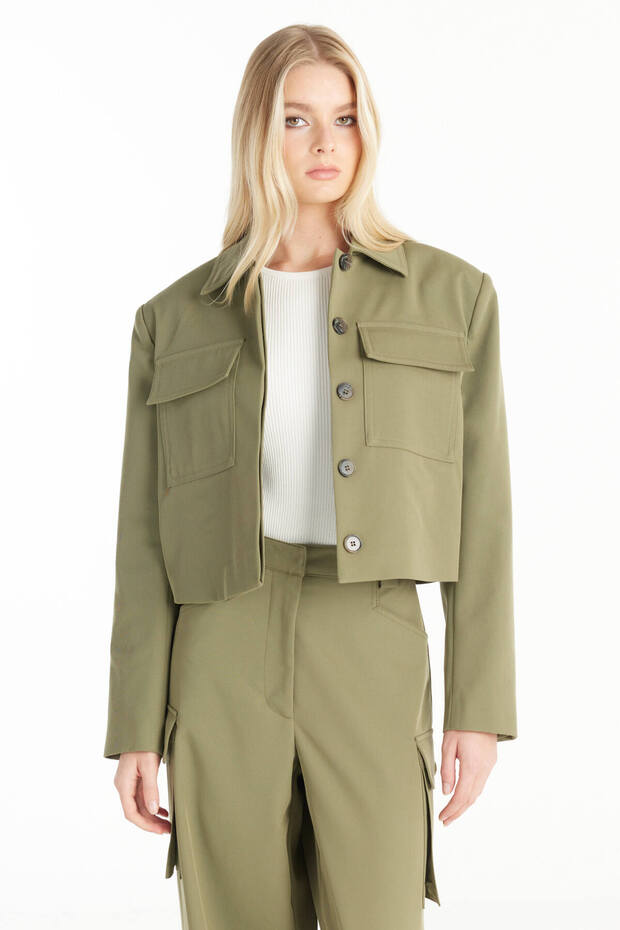 HAKİ KUTU FORM OVERSİZE CEKET - 4