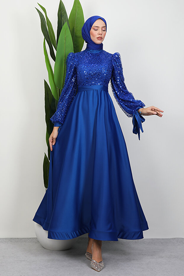 Tarlatanlı Pullu Abiye Saks - 2