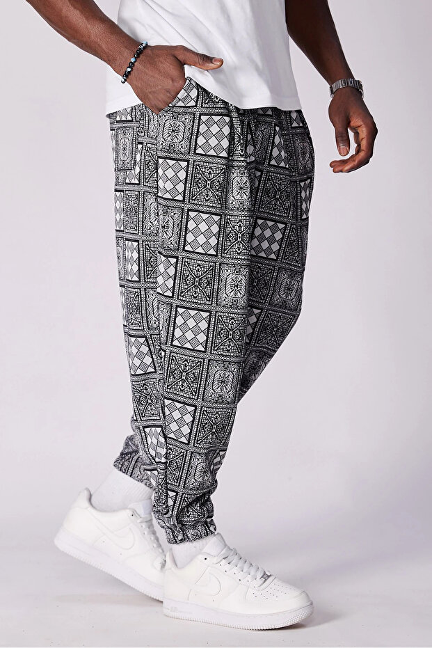 بنطلون شالوار منقوش بخصر مطاطي - 3