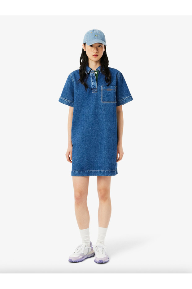 Oversized Cotton Denim Dress - 1