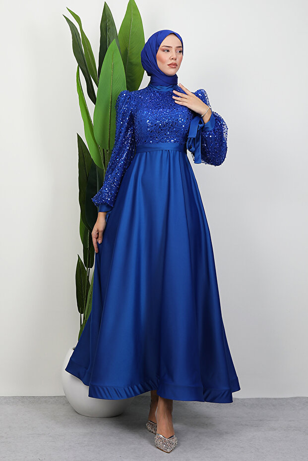 Tarlatanlı Pullu Abiye Saks - 1