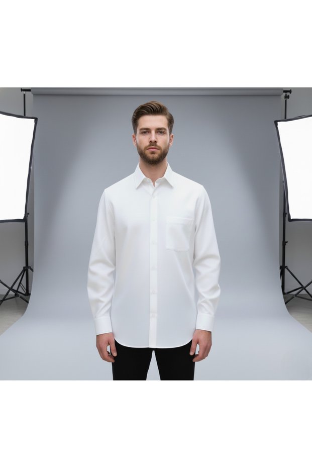 Men's Wide Fit Classic Long Sleeve Poplin Shirt