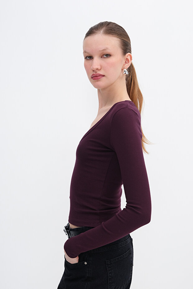 V Yaka Basic Bluz B0425 - 2