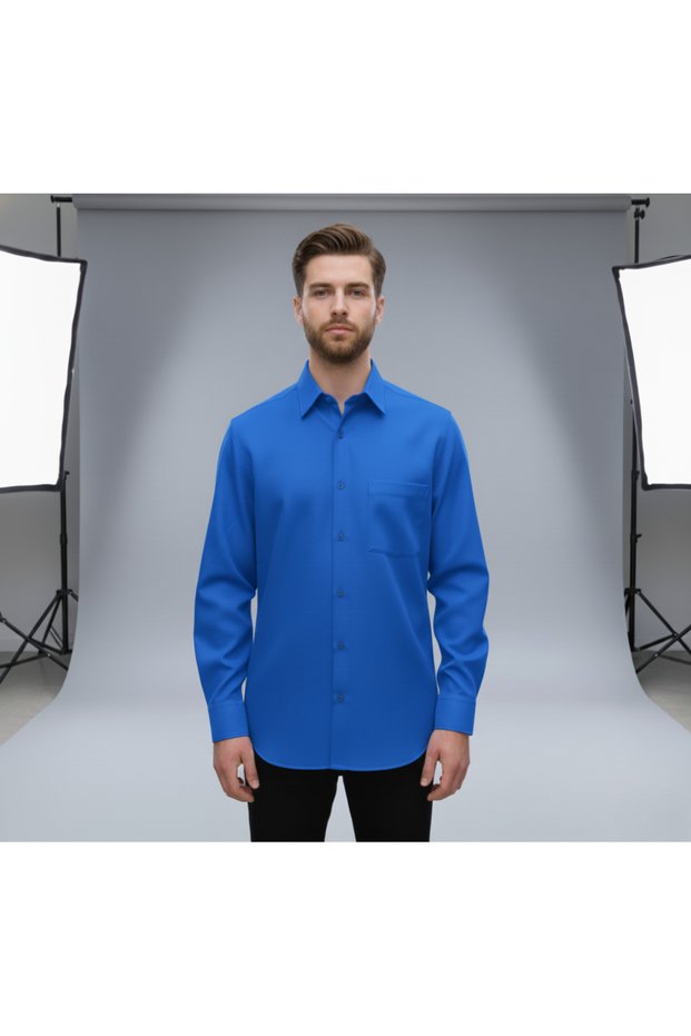 Men's Wide Fit Classic Long Sleeve Poplin Shirt