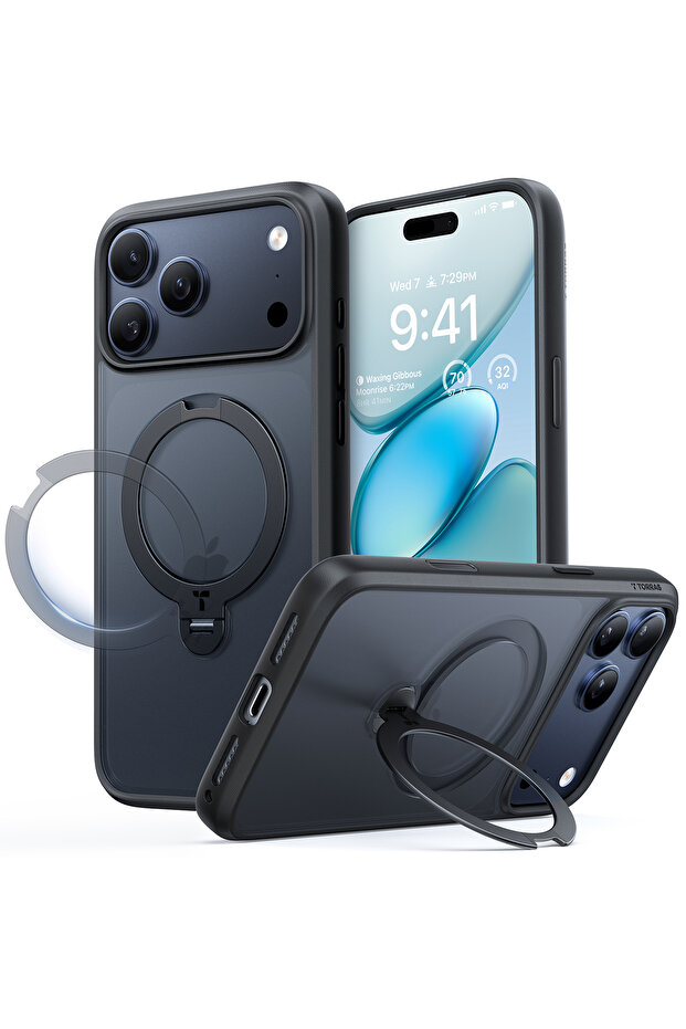 Ostand Spin Series Case for iPhone 17 Pro Max ,360° Rotating Magnetic With, Kickstand ,Black