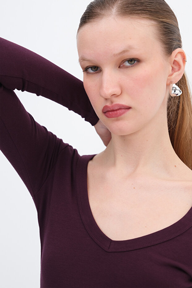 V Yaka Basic Bluz B0425 - 4