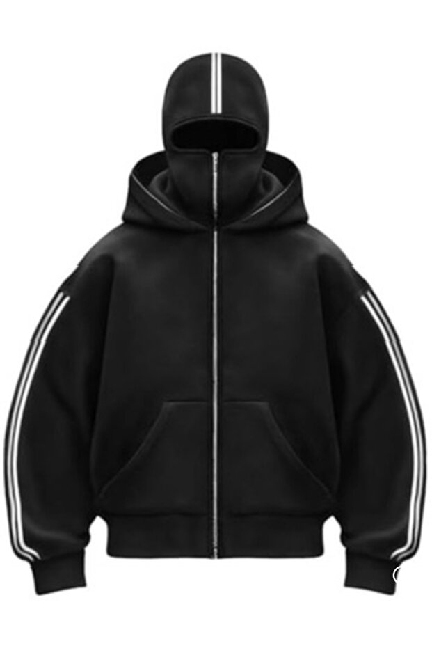 Stripe Detail Unisex Full Zip Cardigan