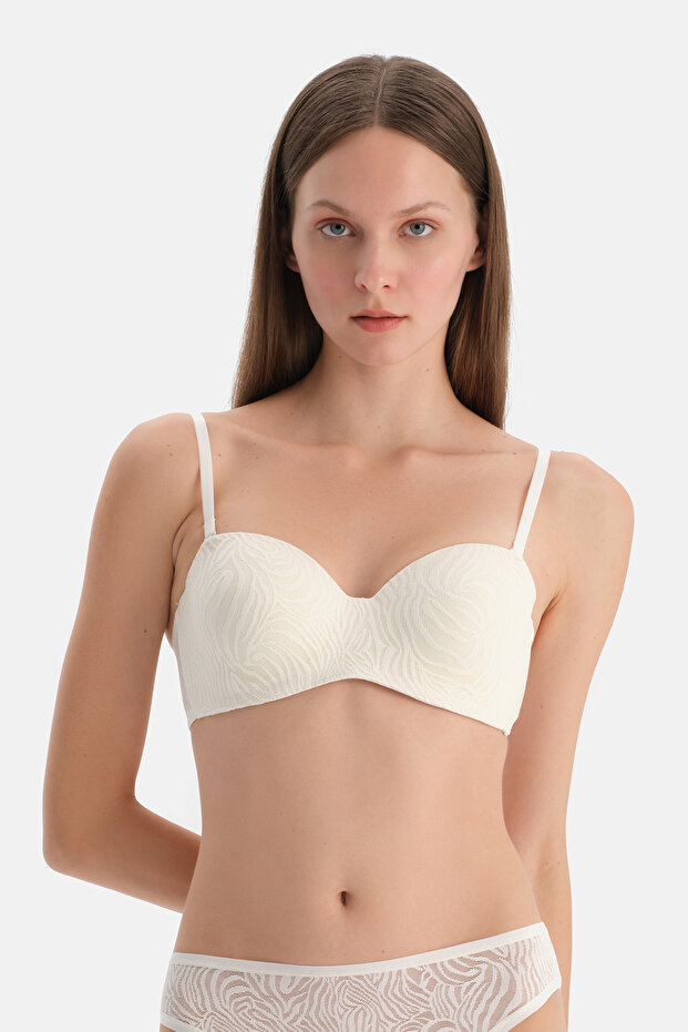 Ecru Basic Triangle Shape Soft Bra - 1