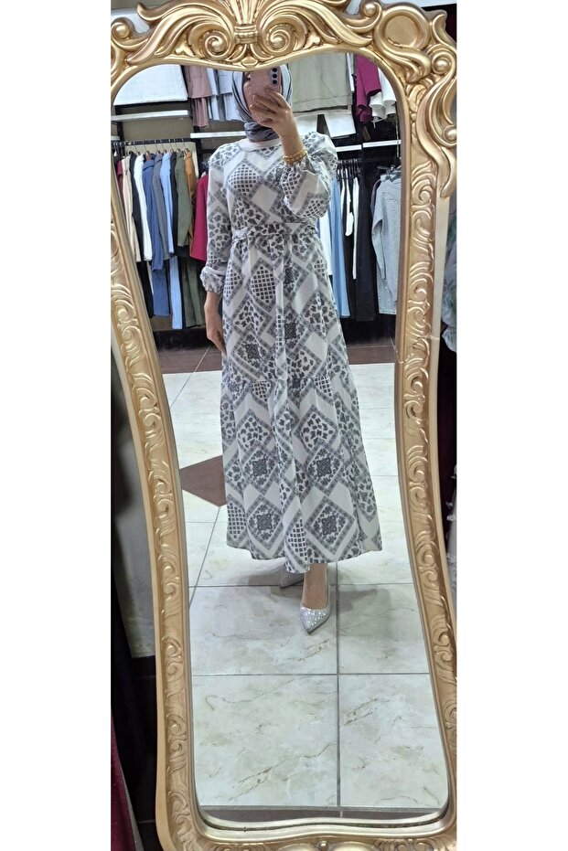 فستان كتان أصيل بنقشة مميزة - 4