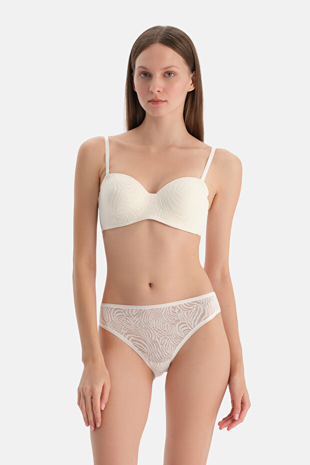 Ecru Basic Triangle Shape Soft Bra - 4