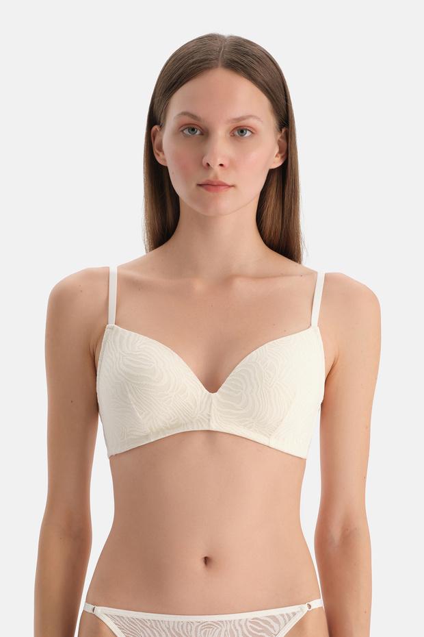 Ecru Basic Triangle Shape Soft Bra - 1