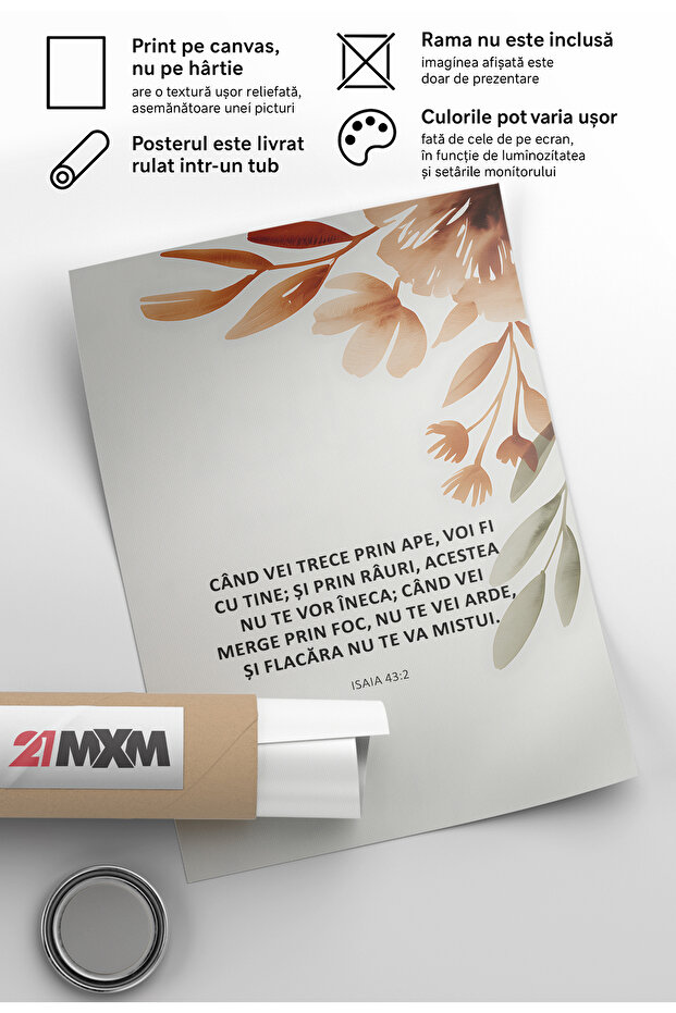 Religious Canvas Poster in Romanian Language – Unframed Digital Print on Canvas - I Will Be With You - 8