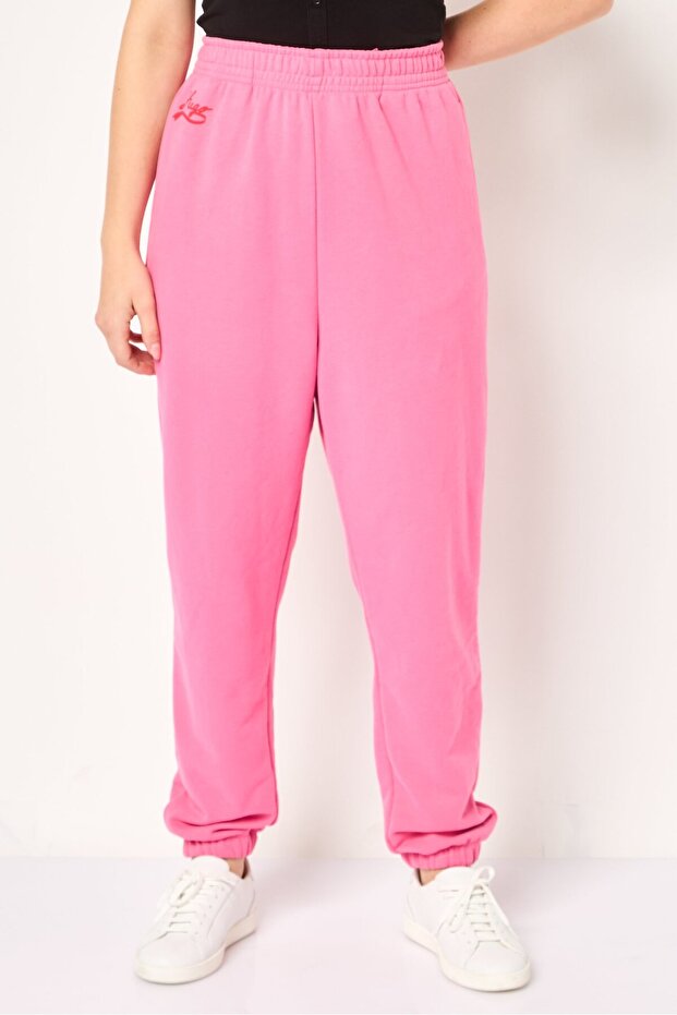 Women Regular Fit Plain Sweatpants, Pink