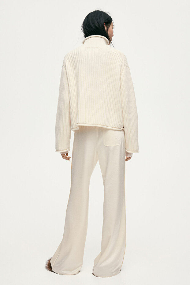 İspanyol Paça Saten Pantolon - 5