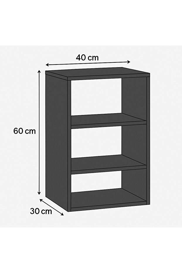 3 KATLI ANTRASİT KOMODİN - 2