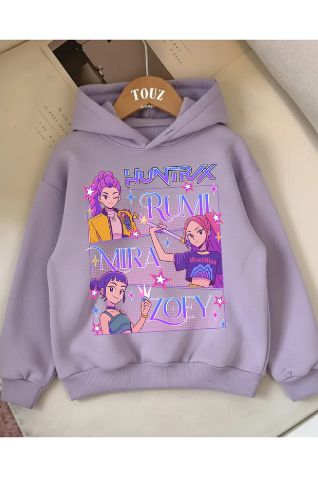 Young Kpop Demon Hunters Purple 3-Thread Thick Sweet Hoodie