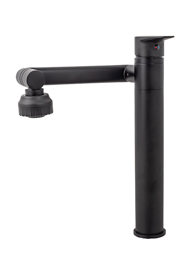 Basin mixer, countertop mounting, mobile spout, adjustable aerator with two functions, matte black - 1