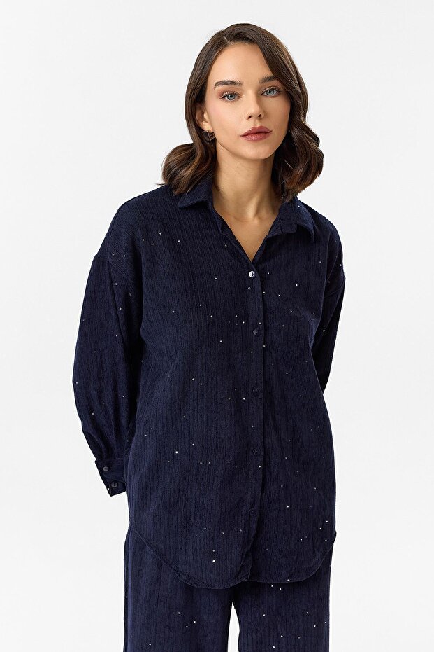 Çizgili Pullu Gömlek - 1