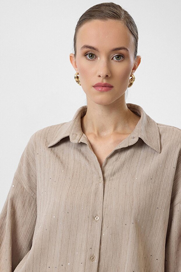 Çizgili Pullu Gömlek - 4