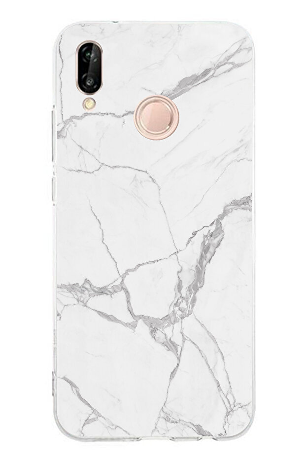 حافظة سيليكون رمادية اللون متوافقة مع هاتف هواوي P20 لايت مطبوع - 1