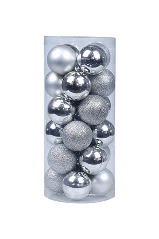 24-Piece Christmas Tree Decor Ball Set Silver 6cm