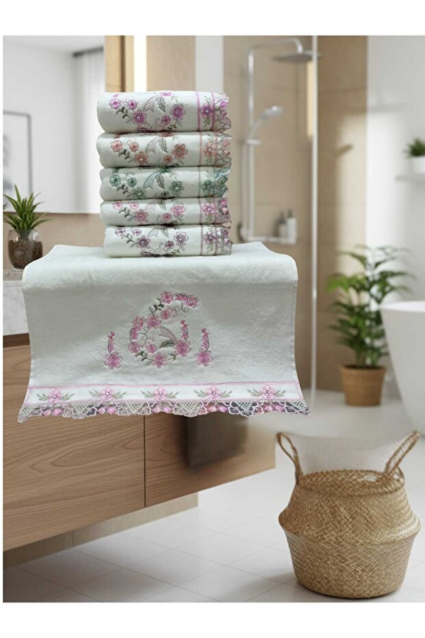 Velvet Luxury Embroidered Guipure Dowry Hand Towels Pack of 6