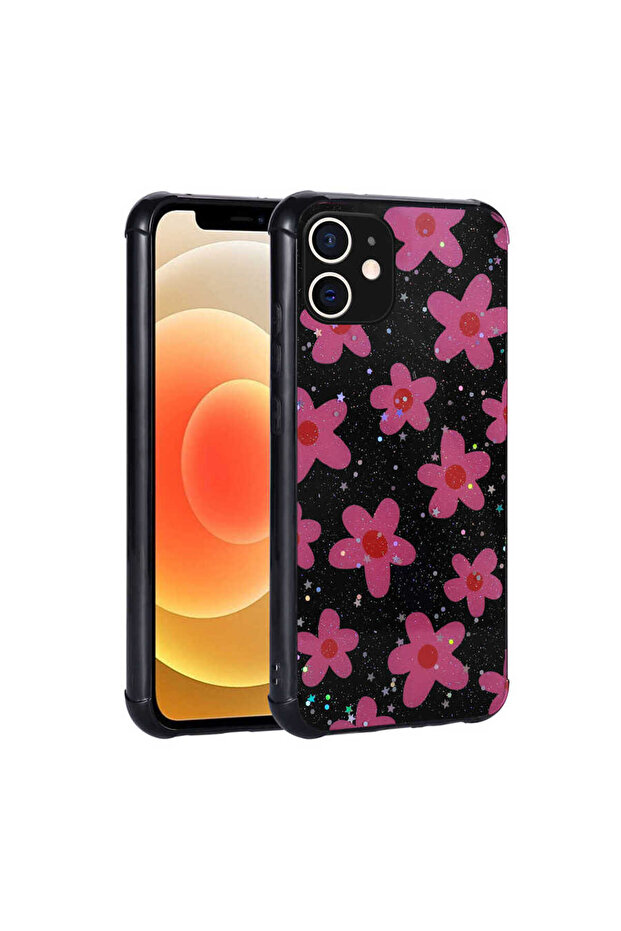 حافظة SENK Popy اللامعة المتوافقة مع هاتف iPhone 12 مع حماية للكاميرا - زهرة - 1