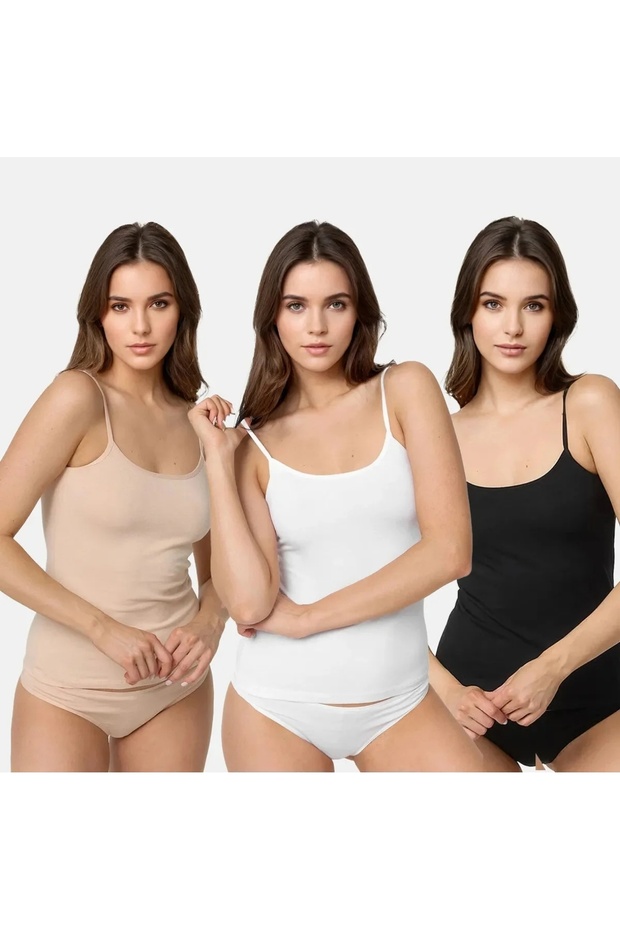 3 قطع من قمصان داخلية أساسية بحمالات، اقتصادية ومناسبة - 2