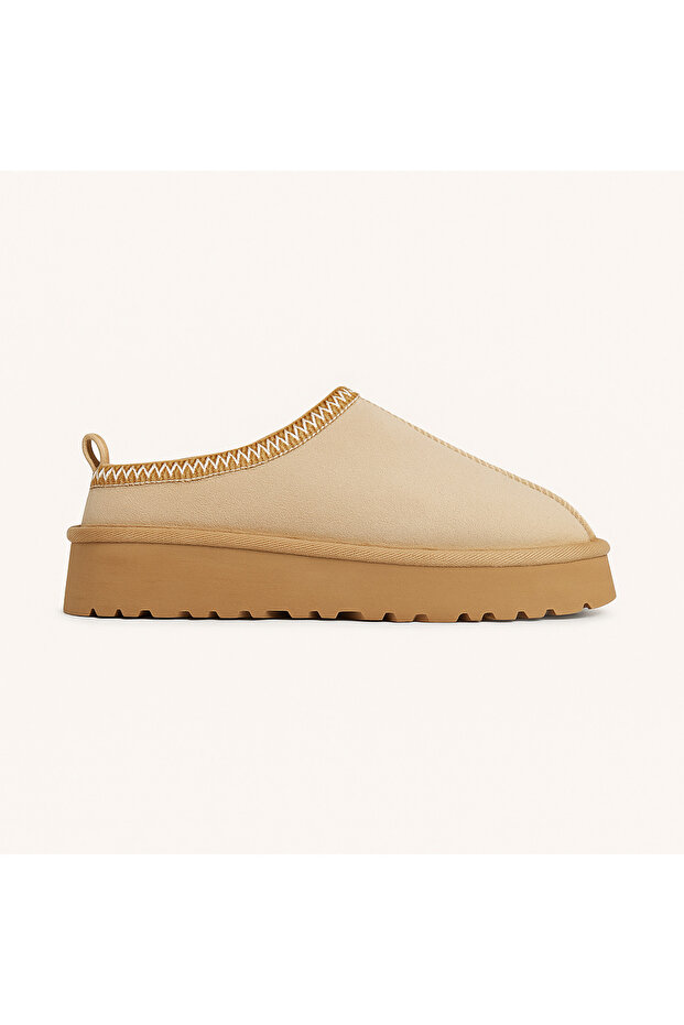 Tazz Classic Beige Fur Suede Women's Slippers