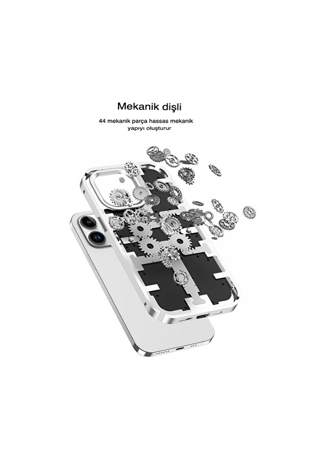 غطاء ميكانيكي لحافظة آيفون 13 برو - فضي - 3