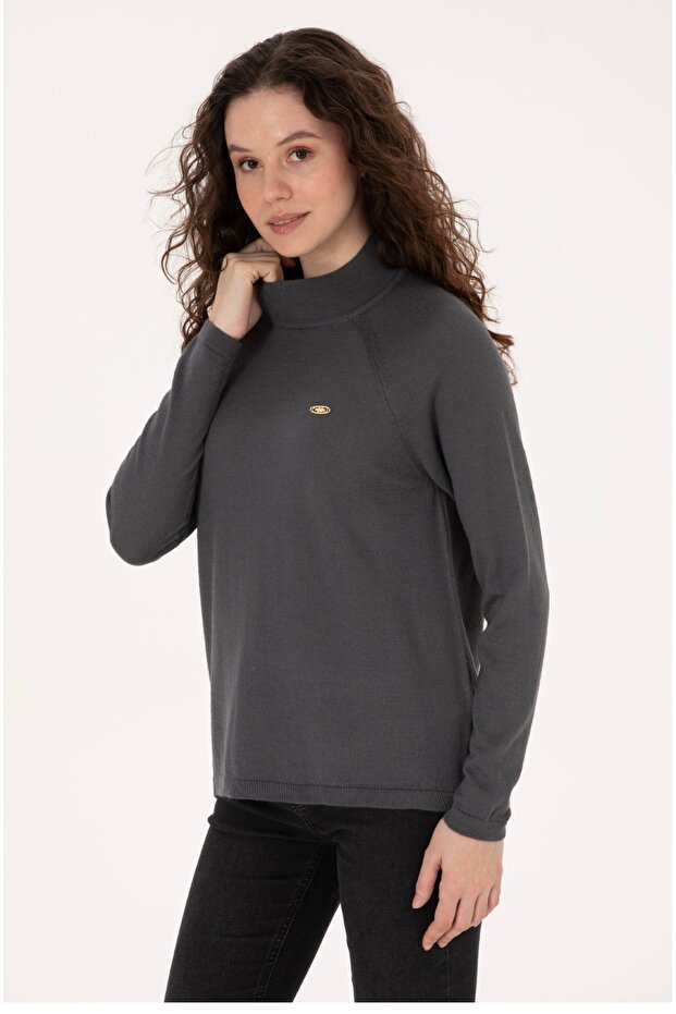 Pulover de damă antracit basic - 3