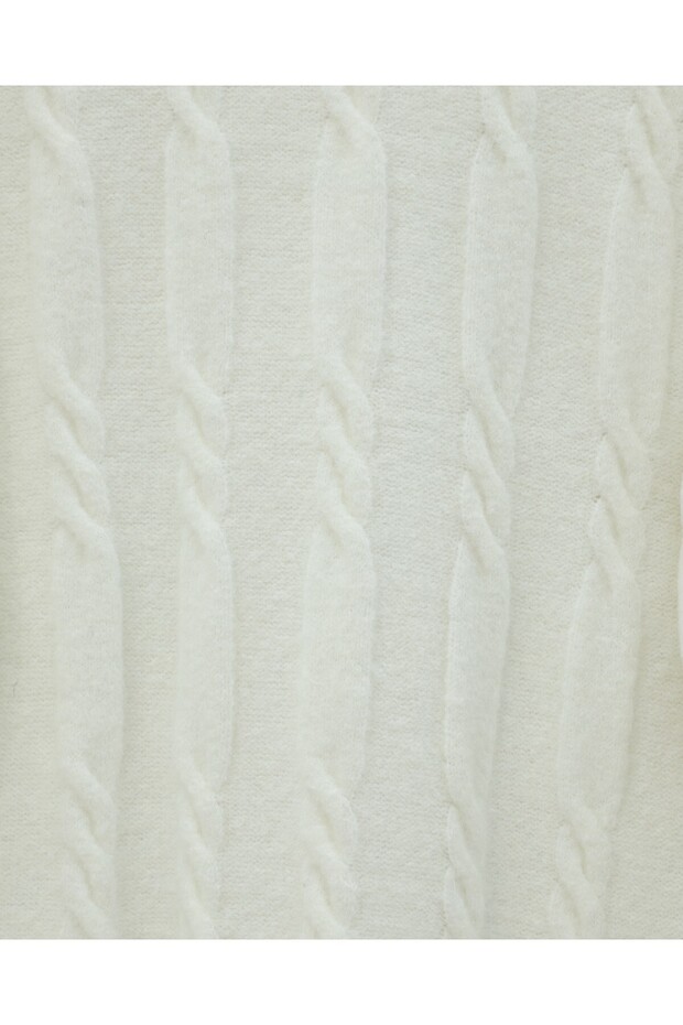 Embossed Patterned Soft Knit Sweater - Ecru - 6