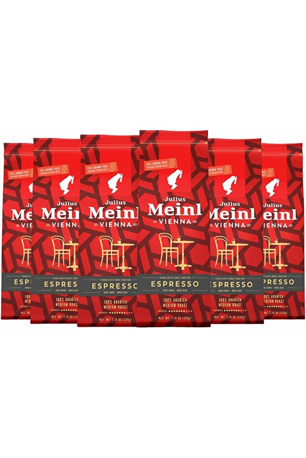 Vienna Espresso Whole Bean Coffee, 100% Arabica, Medium Roast, 220g x6