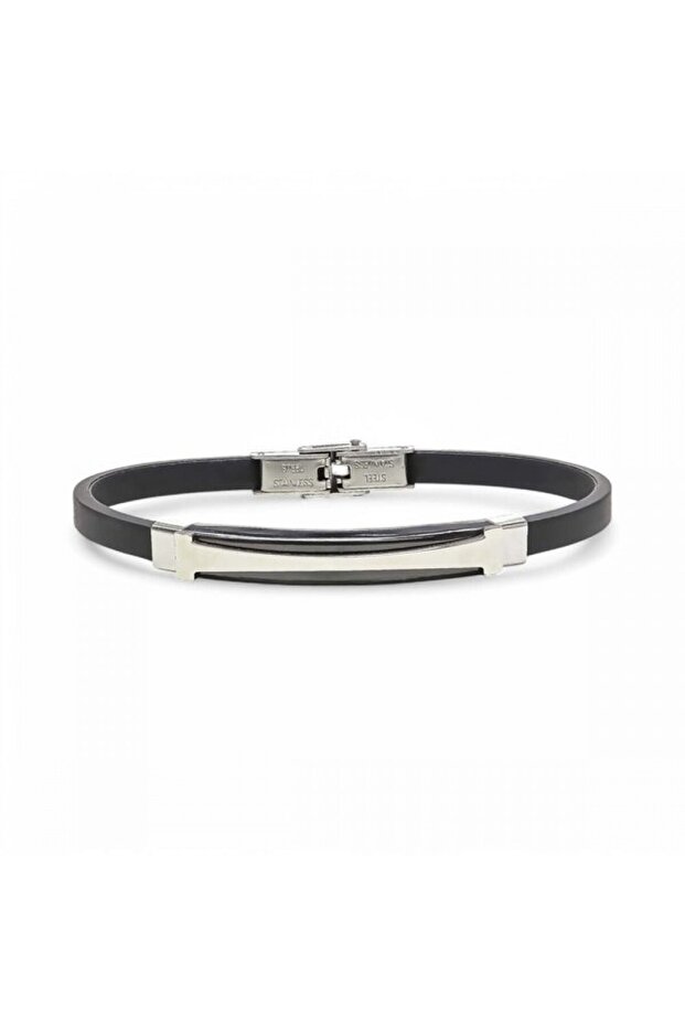 Men's Patterned Silicone Cord Steel Bracelet