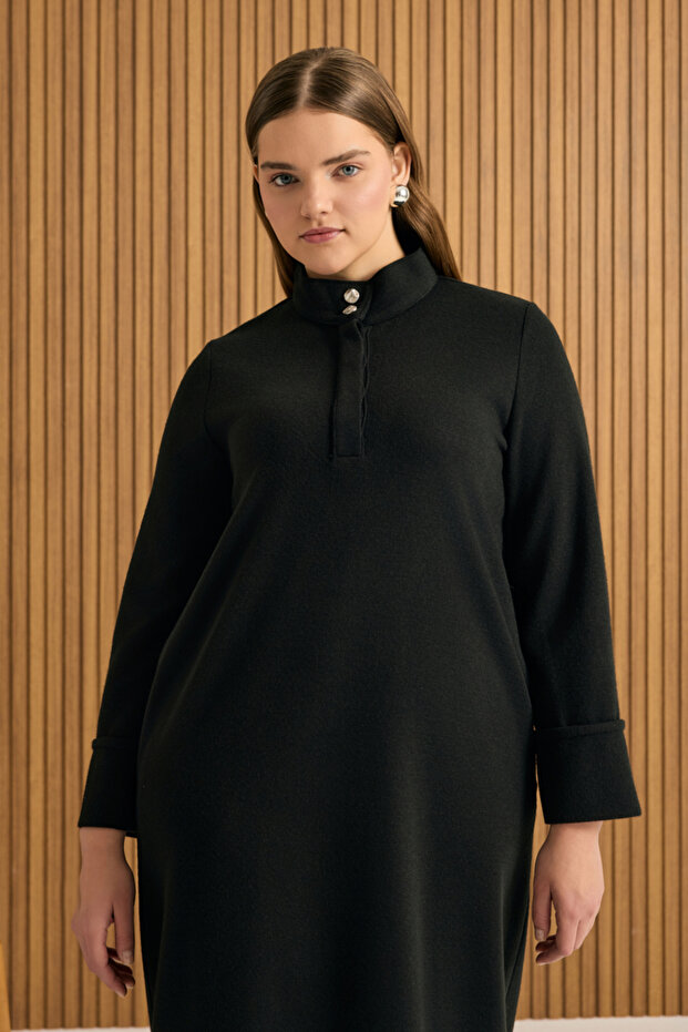 Dik Yaka Örme Elbise - 4
