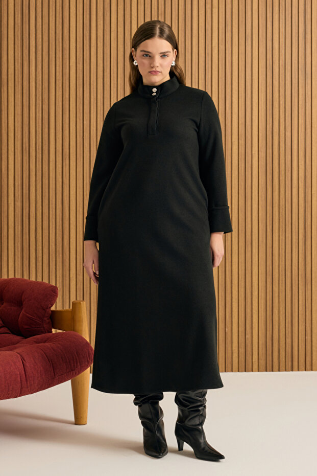 Dik Yaka Örme Elbise - 2