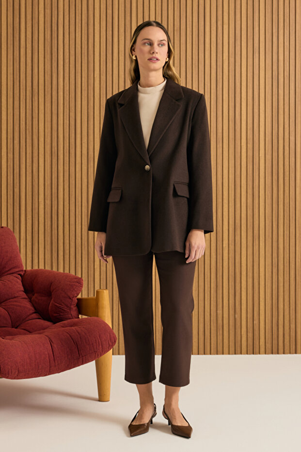 Oversize Fit Kalın Ceket - 1
