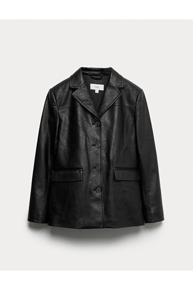 Suni Deri Blazer Ceket - 1