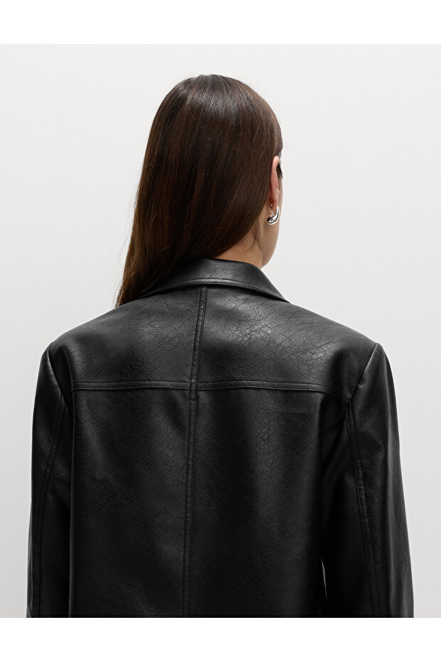 Suni Deri Blazer Ceket - 4