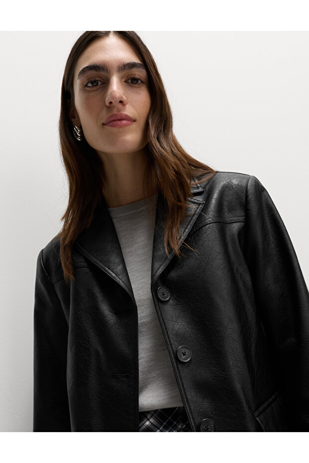 Suni Deri Blazer Ceket - 2
