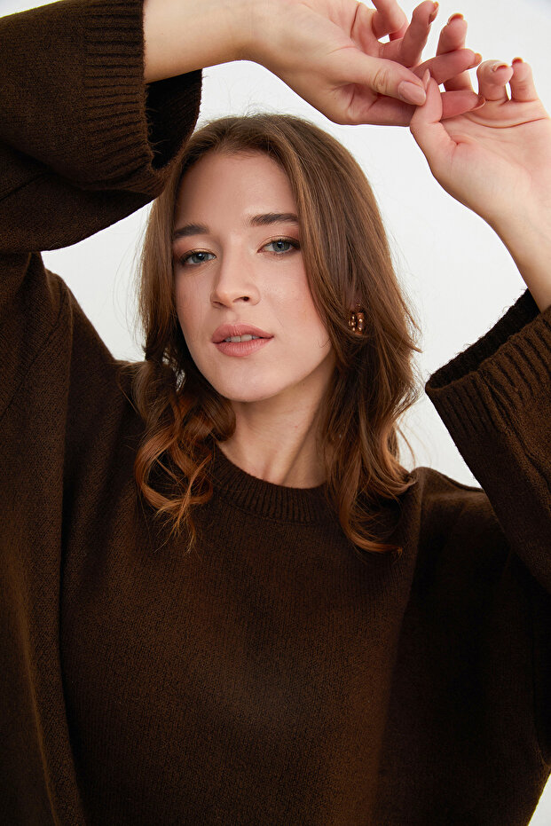 Basic Bisiklet Yaka Salaş Triko Kazak - 1