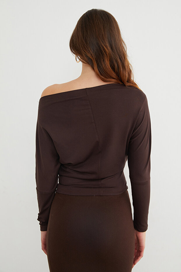 Basic Kayık Yaka Yarasa Kol Bluz - 8