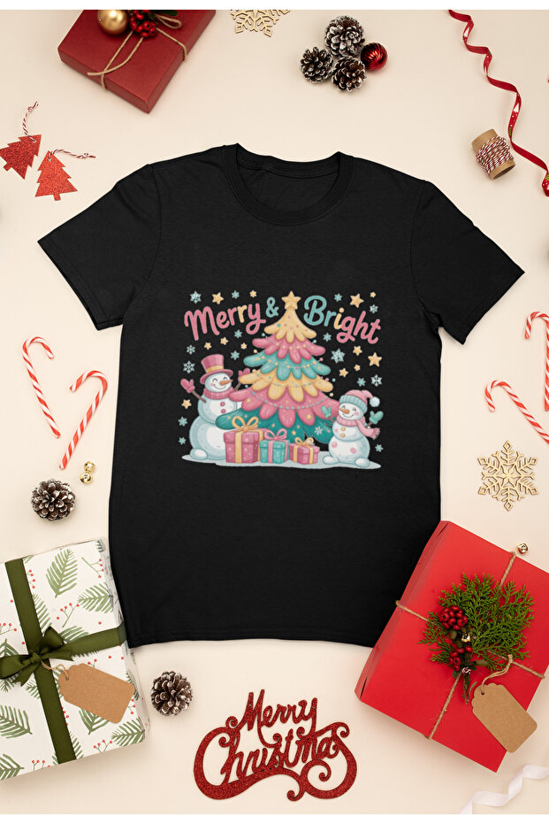 New Year Printed Unisex Children's T-Shirt, Christmas Themed, 100% Cotton