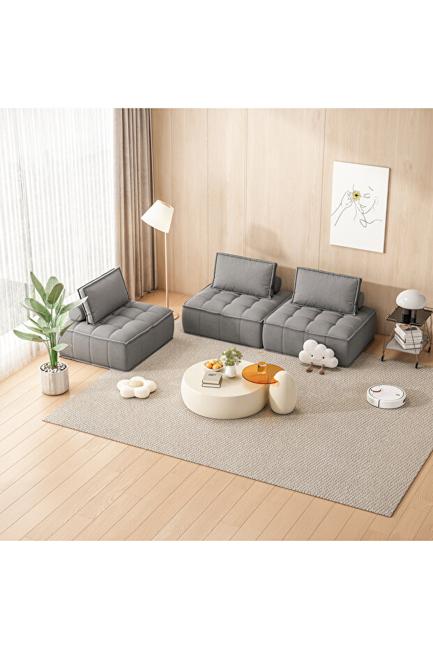 1 Lazy Sofa (Living Room Edition), Tofu Block Design Sofa, Ergonomic Gray Compression Sofa - 7