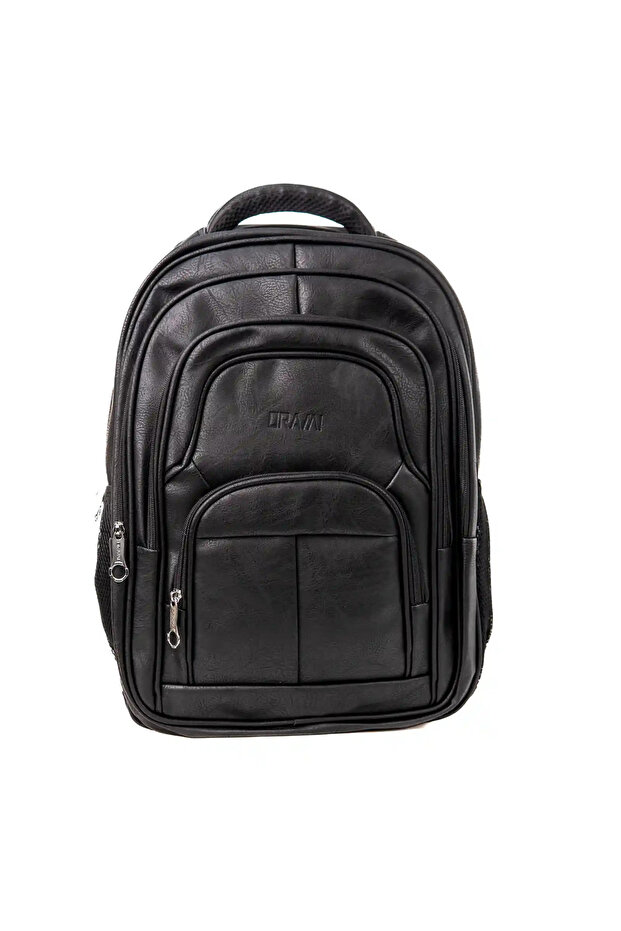 حقيبة ظهر من الجلد الصناعي باللون الأسود - 1