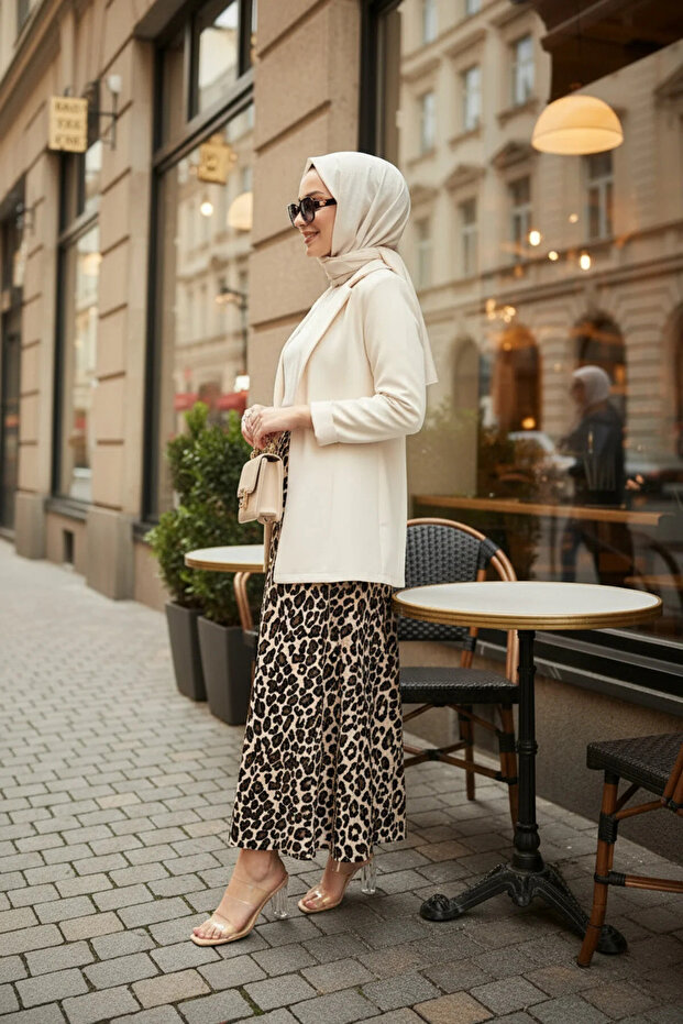 ليوبارد منقوشة تنورة طويلة ملفوفة متوهج - 3